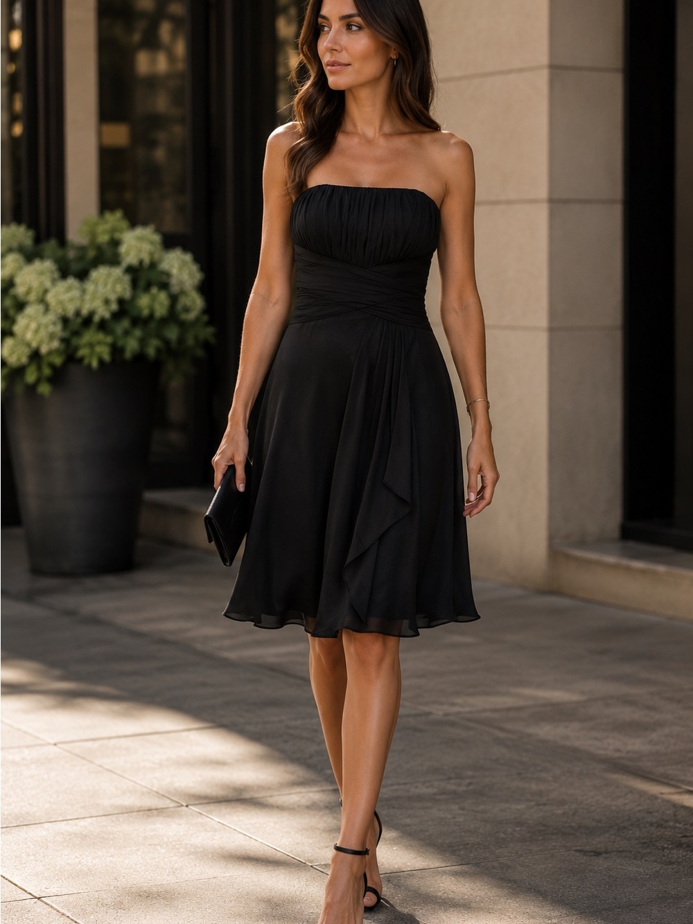 white house black market strapless black dress – never ending boutique Add heels for a party White House Black Market Strapless